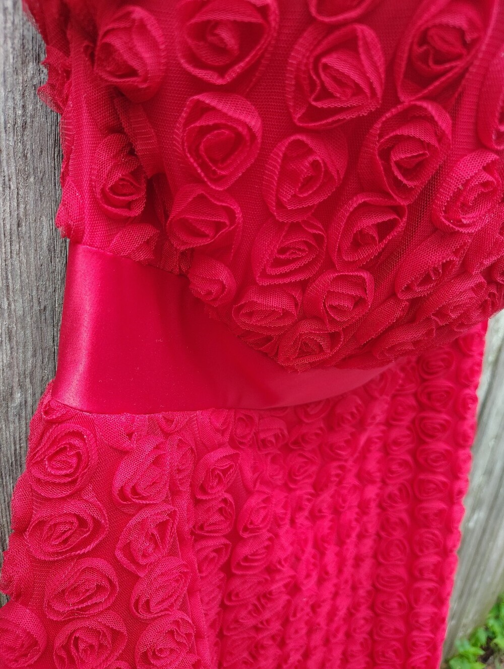 Jessica McClintock True Red Rose-Textured Strapless Party Dress